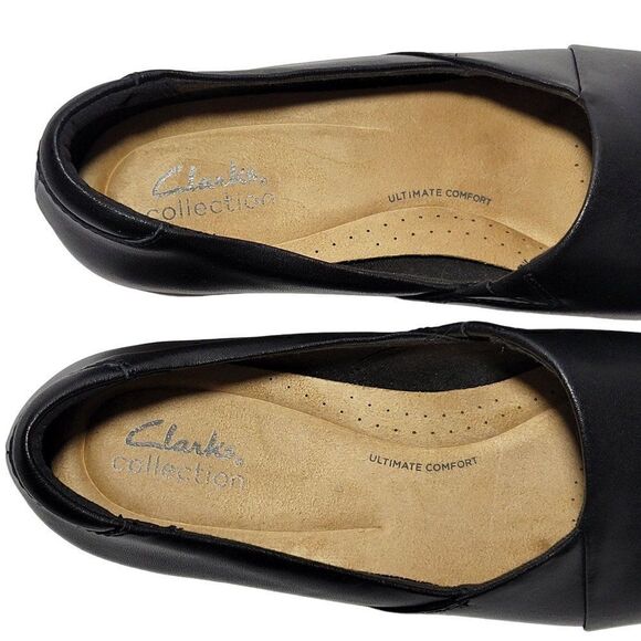 Clarks Collection Loafer Shoes Womens 8.5 W Black Leather Juliet Palm Slip On - Picture 14 of 14